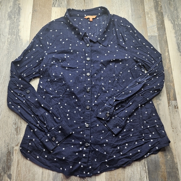 ModCloth Women's XL Navy Blue Button Down White Stars - Picture 1 of 10
